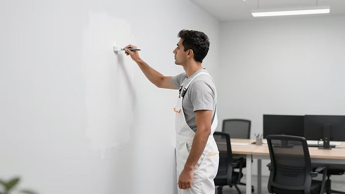 Professional painter working in an office